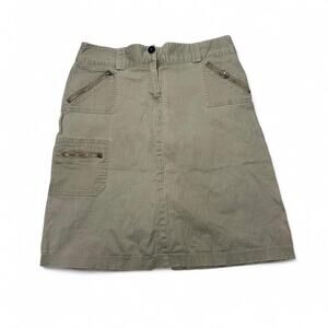 Exact Change Y2K 2000s Khaki Zipper Detailed Skirt Belt Loops Utility Girl core